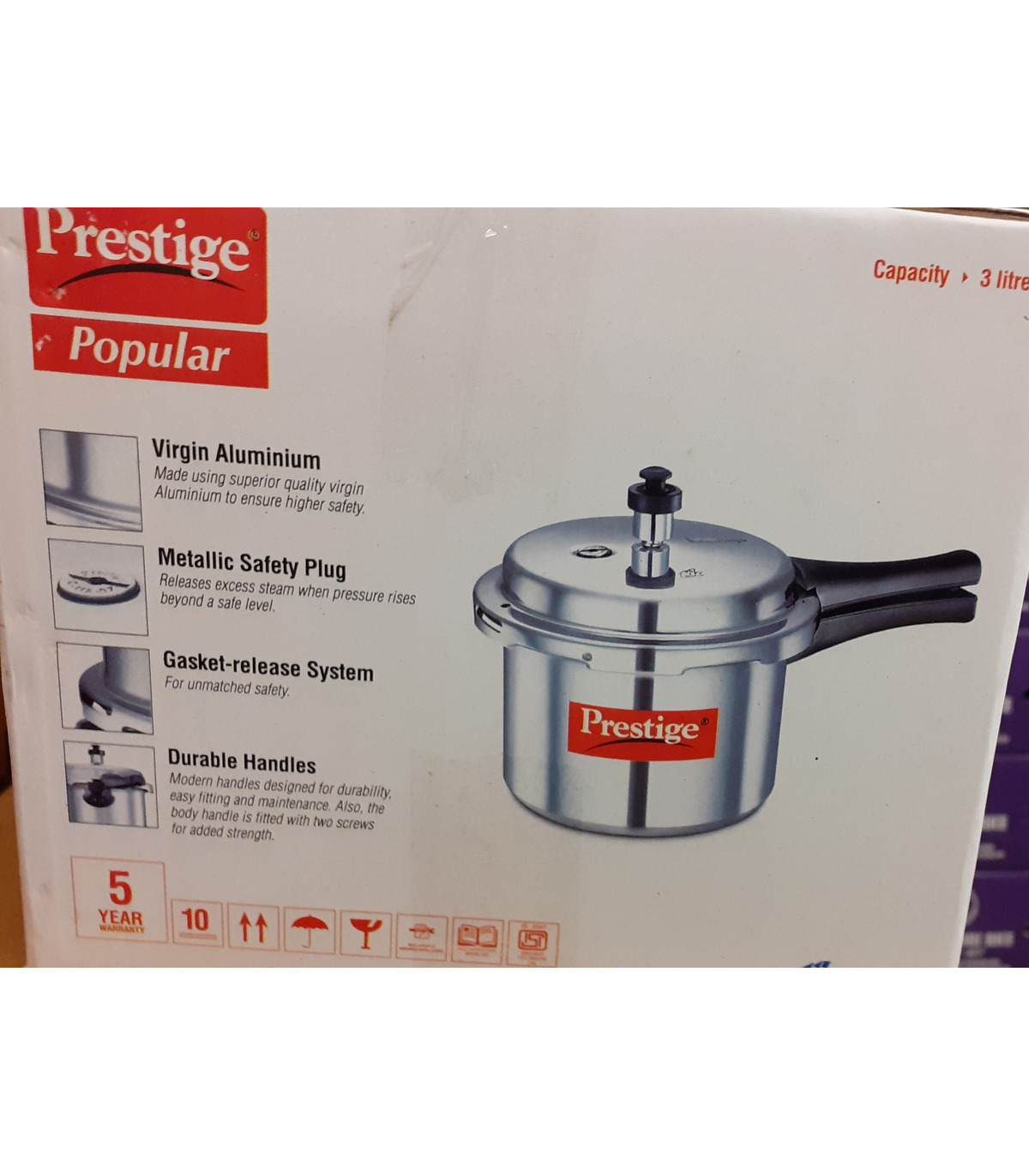 Prestige Popular Stainless Steel Pressure Cooker, 3 Litres